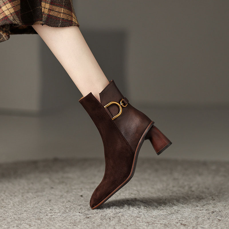 CHIKO Pascuala Square Toe Block Heels Ankle Boots