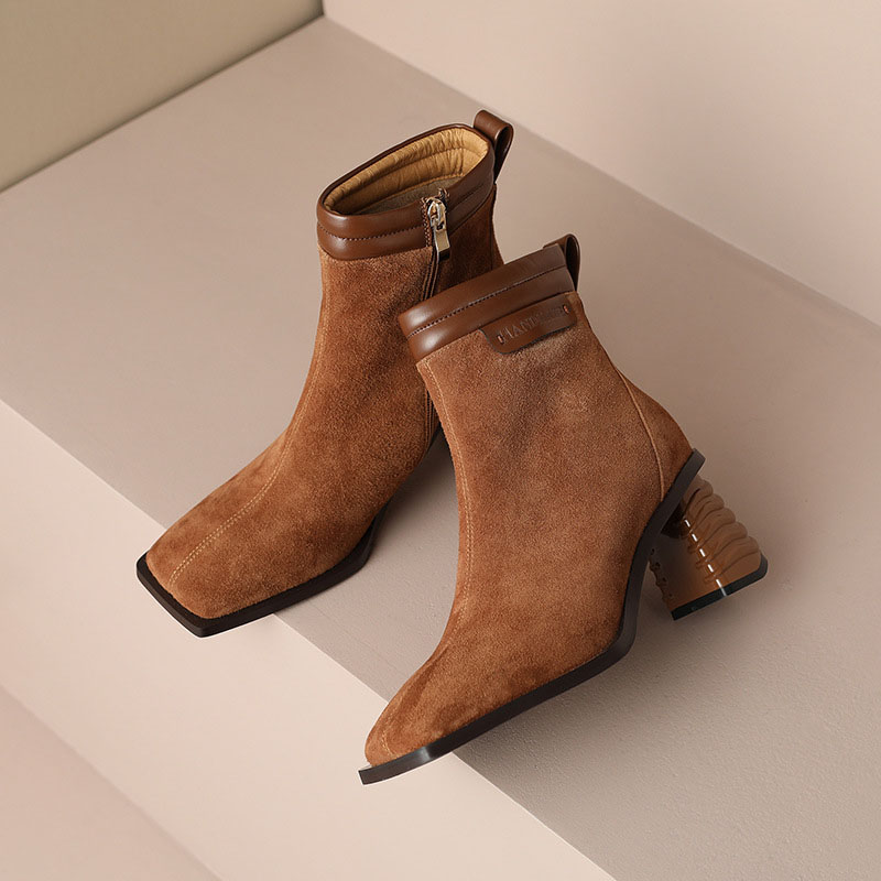 CHIKO Shaba Square Toe Block Heels Ankle Boots