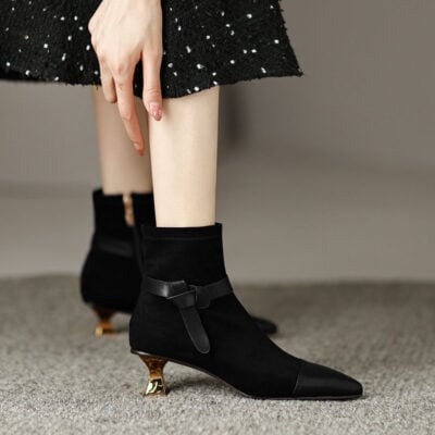 CHIKO Serafia Pointy Toe Kitten Heels Ankle Boots