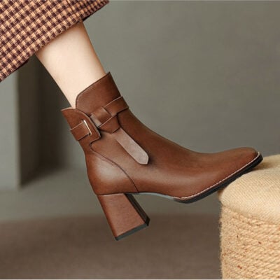 CHIKO Serenela Square Toe Block Heels Ankle Boots