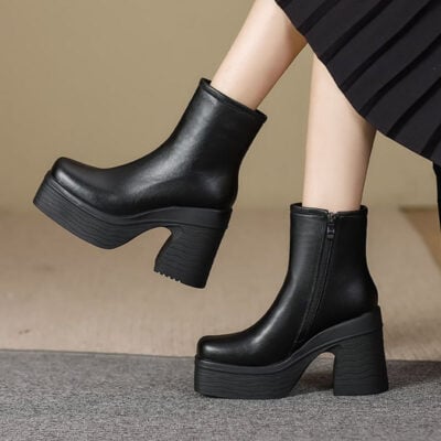 CHIKO Stella Maris Square Toe Block Heels Ankle Boots