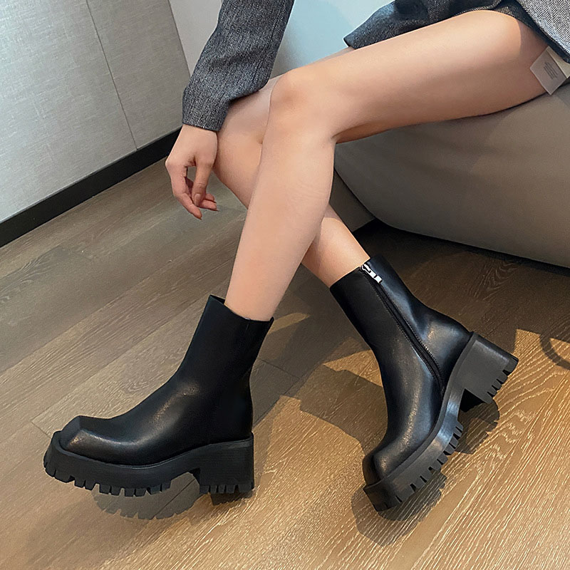 CHIKO Terceira Square Toe Block Heels Ankle Boots