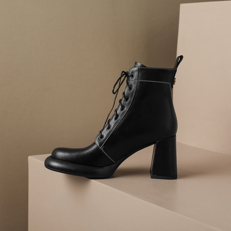 CHIKO Prudenciana Round Toe Block Heels Ankle Boots