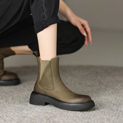 CHIKO Ruperta Round Toe Block Heels Ankle Boots