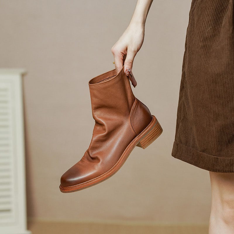 CHIKO Sagrario Round Toe Block Heels Ankle Boots