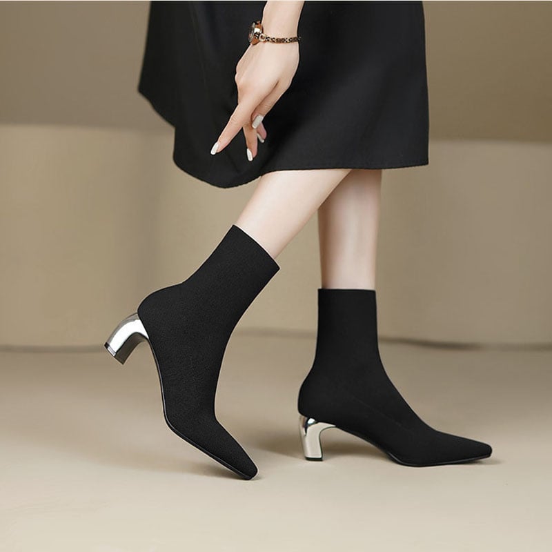 CHIKO Valencia Square Toe Curve Heels Ankle Boots