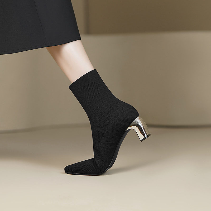 CHIKO Valencia Square Toe Curve Heels Ankle Boots
