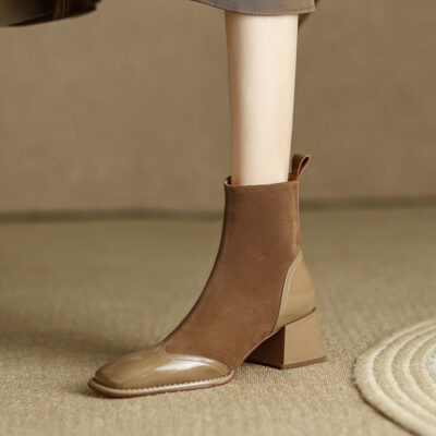 CHIKO Aisha Square Toe Block Heels Ankle Boots