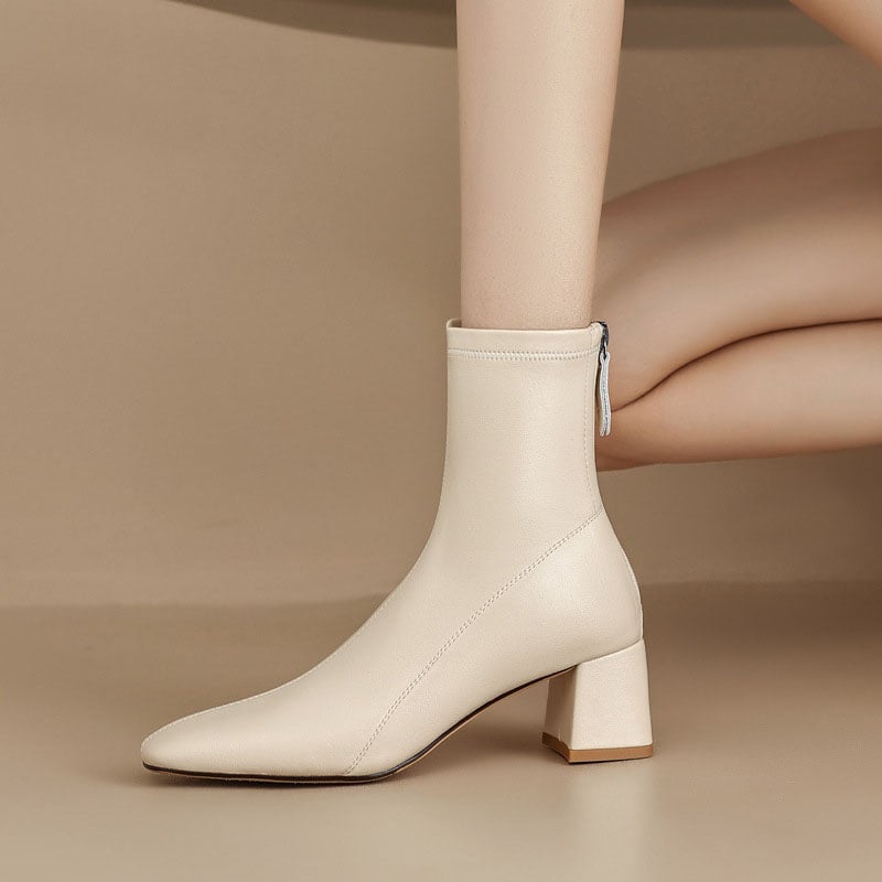 CHIKO Zanna Square Toe Block Heels Ankle Boots