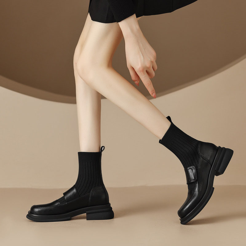CHIKO Yadra Round Toe Block Heels Ankle Boots