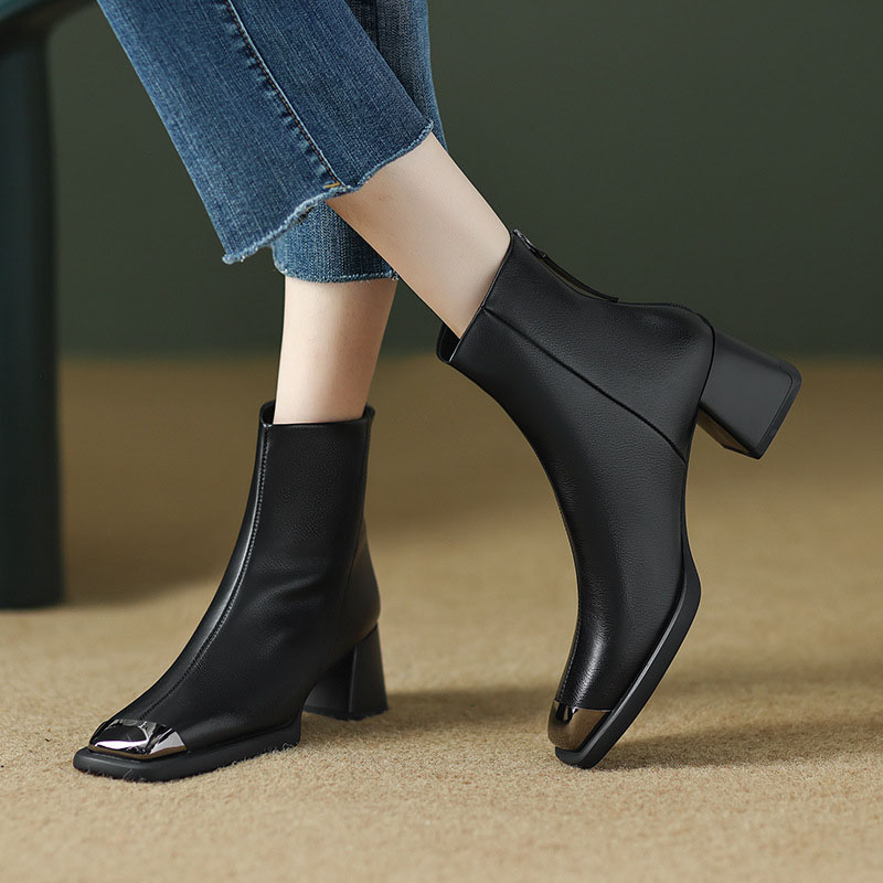 CHIKO Chane Square Toe Block Heels Ankle Boots