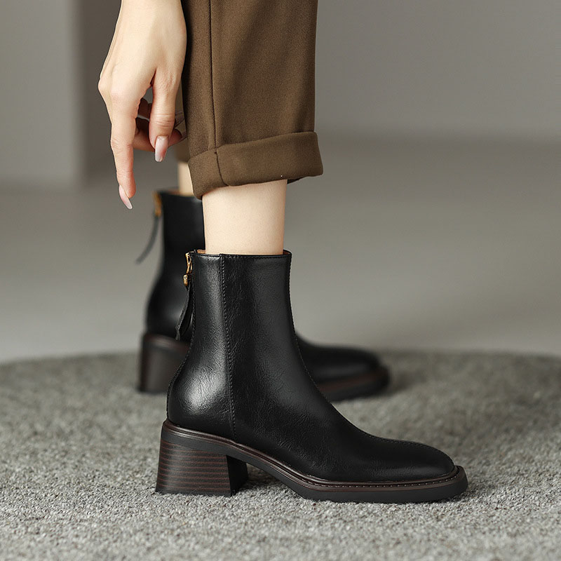 CHIKO Azizi Square Toe Block Heels Ankle Boots