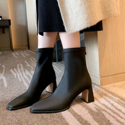 CHIKO Yuliana Square Toe Chunky Heels Ankle Boots