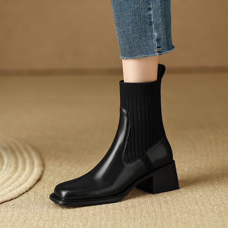 CHIKO Zulmara Square Toe Block Heels Ankle Boots