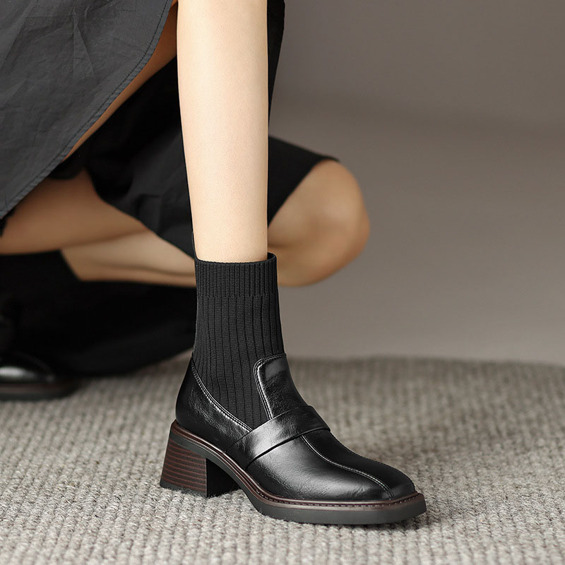 CHIKO Asiah Square Toe Block Heels Ankle Boots