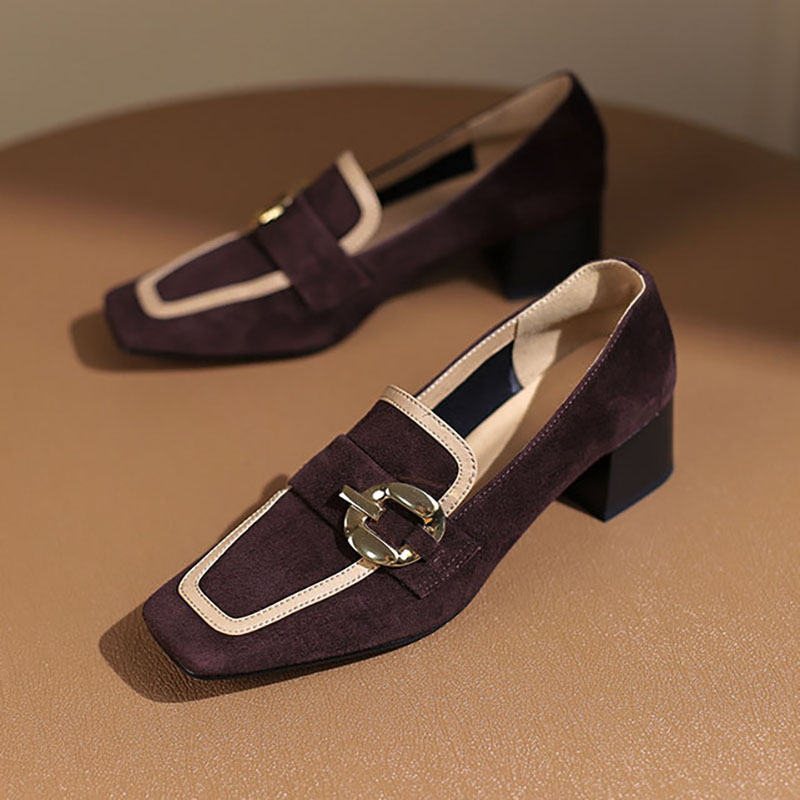 CHIKO Hasina Square Toe Block Heels Loafers Shoes