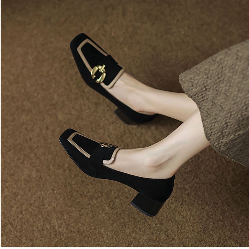 CHIKO Hasina Square Toe Block Heels Loafers Shoes