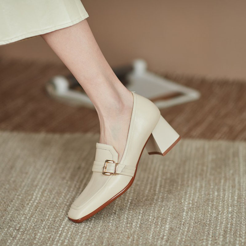 CHIKO Britta Square Toe Block Heels Loafers Shoes