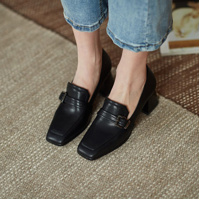 CHIKO Britta Square Toe Block Heels Loafers Shoes