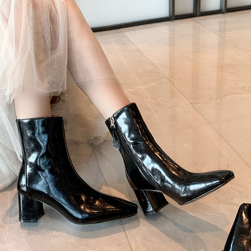 CHIKO Rehema Square Toe Block Heels Ankle Boots