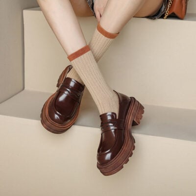 CHIKO Saskia Round Toe Block Heels Loafers Shoes