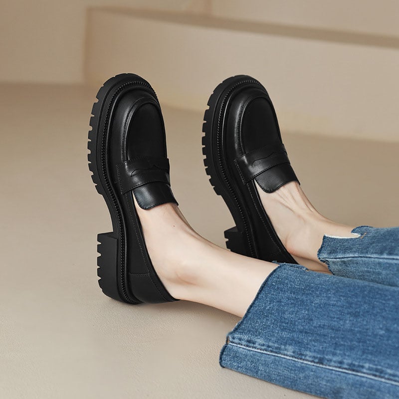 CHIKO Neylan Round Toe Block Heels Loafers Shoes