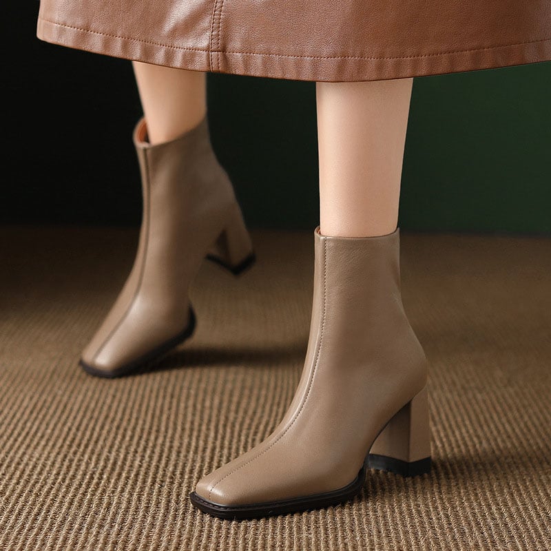 CHIKO Zawadi Square Toe Block Heels Ankle Boots