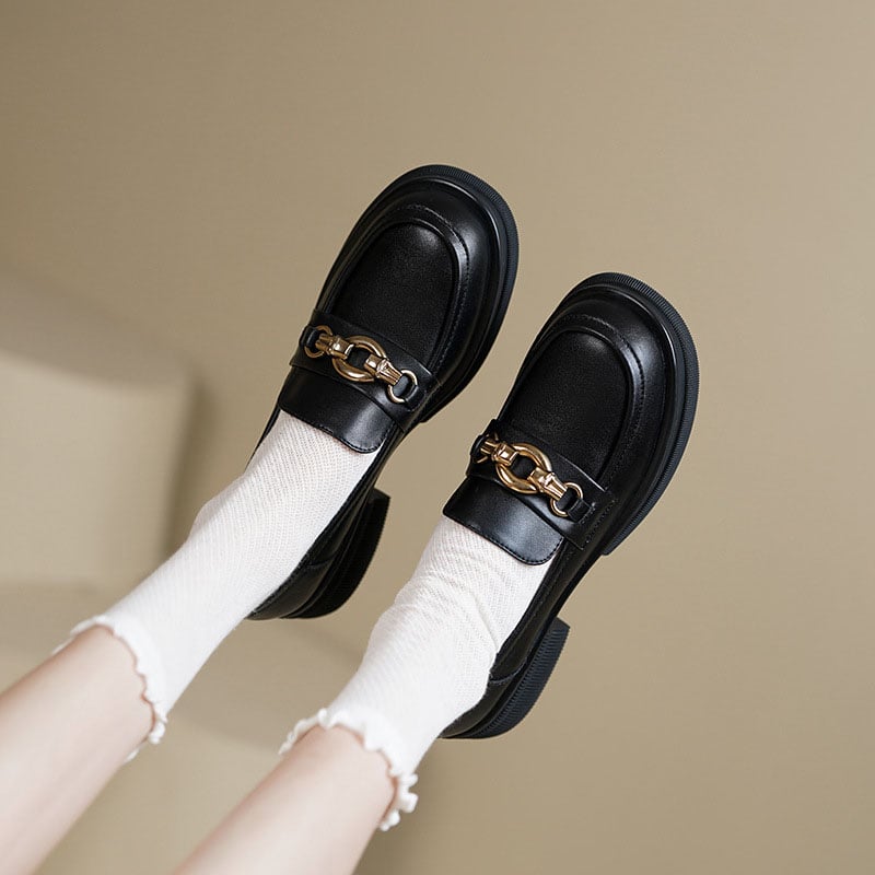 CHIKO Xuan Round Toe Block Heels Loafers Shoes