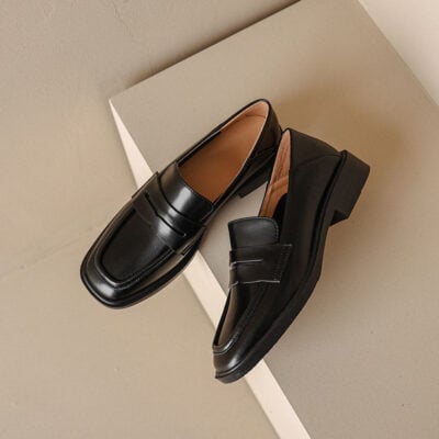 CHIKO Asha Square Toe Block Heels Loafers Shoes