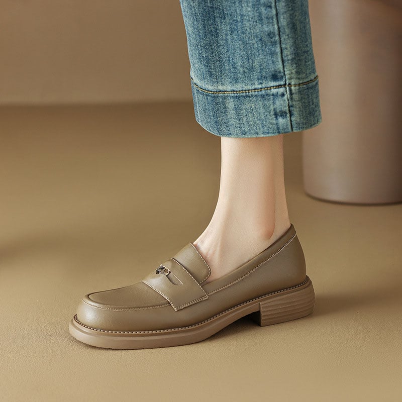 CHIKO Thu Round Toe Block Heels Loafers Shoes
