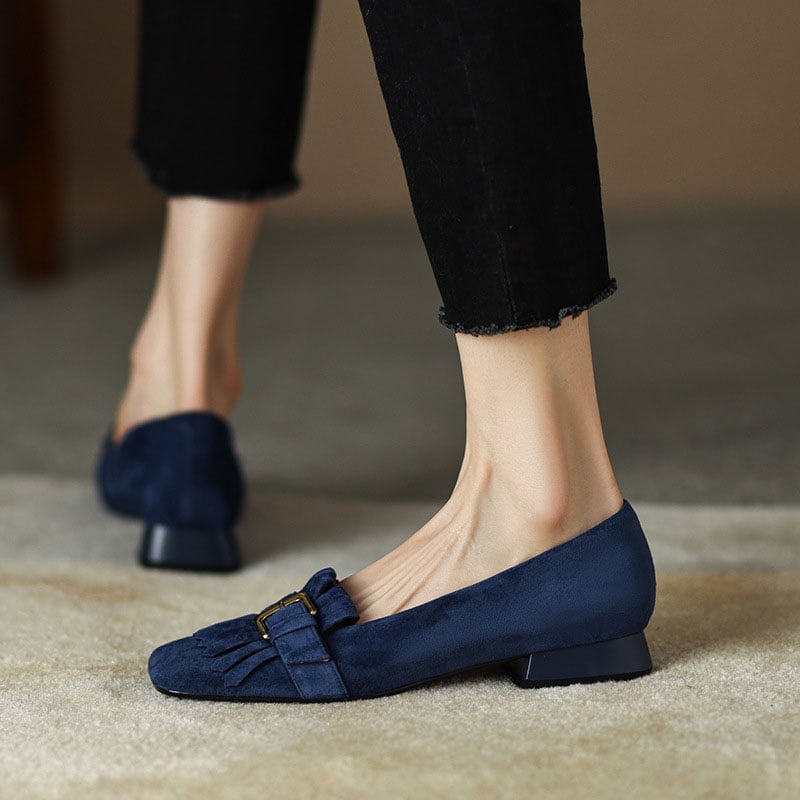 CHIKO Ping Square Toe Block Heels Loafers Shoes