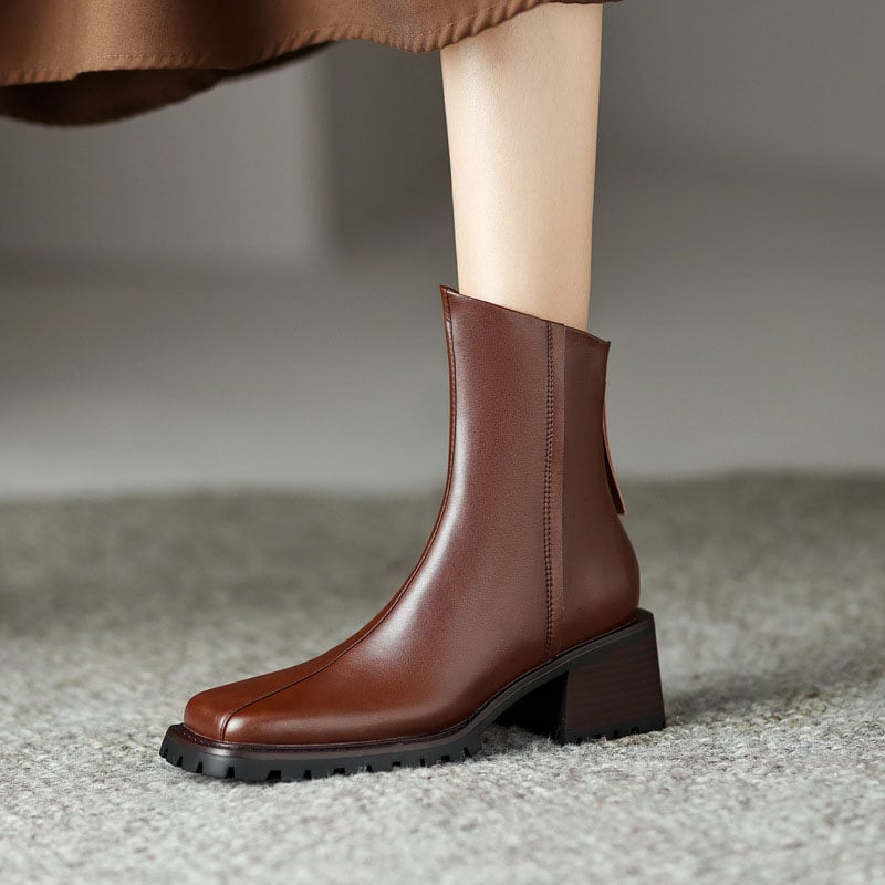 CHIKO Dalila Square Toe Block Heels Ankle Boots