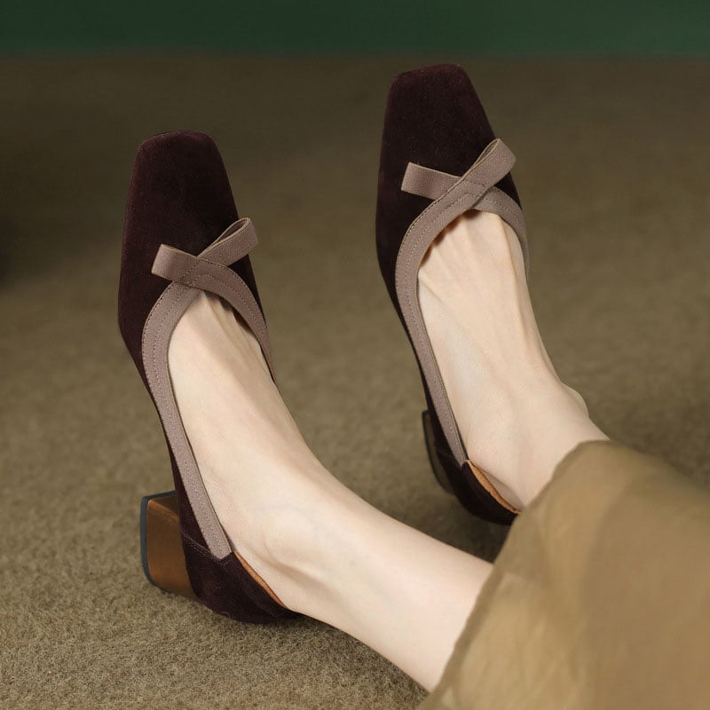 CHIKO Rukiya Square Toe Block Heels Pumps Shoes