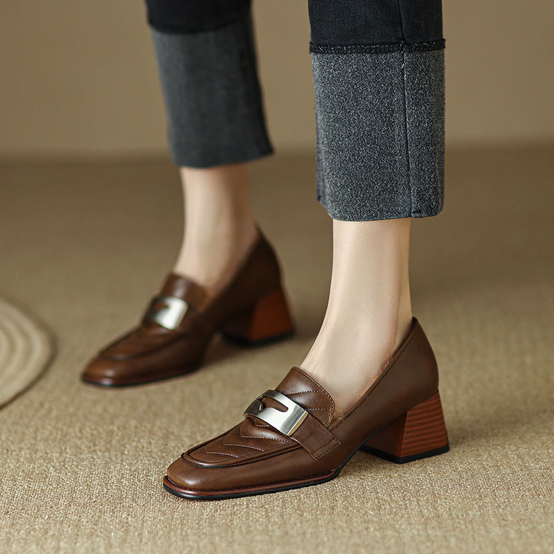 CHIKO Bronwen Square Toe Block Heels Loafers Shoes