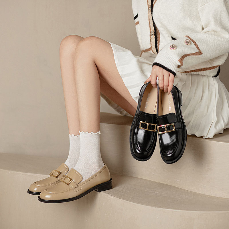 CHIKO Abertha Round Toe Block Heels Loafers Shoes
