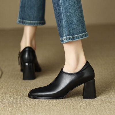 CHIKO Kya Square Toe Block Heels Ankle Boots