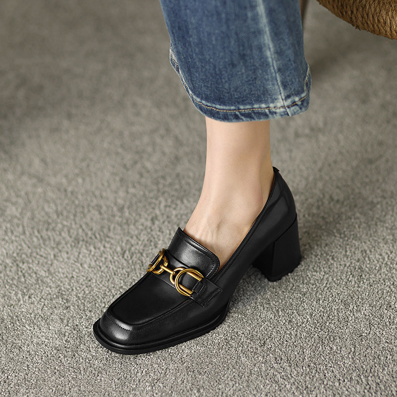 CHIKO Adiel Square Toe Block Heels Loafers Shoes