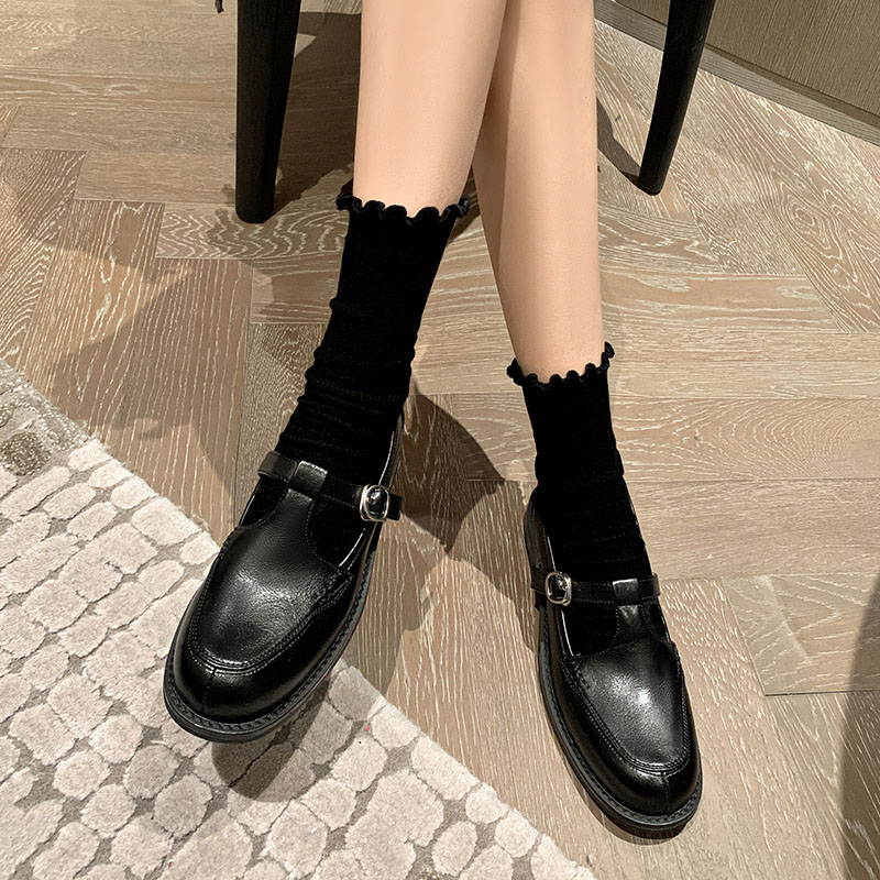 CHIKO Lulu Round Toe Block Heels T-Strap Shoes