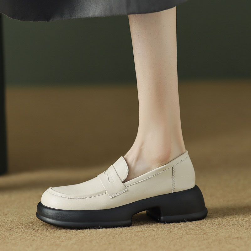 CHIKO Radhiya Round Toe Block Heels Loafers Shoes