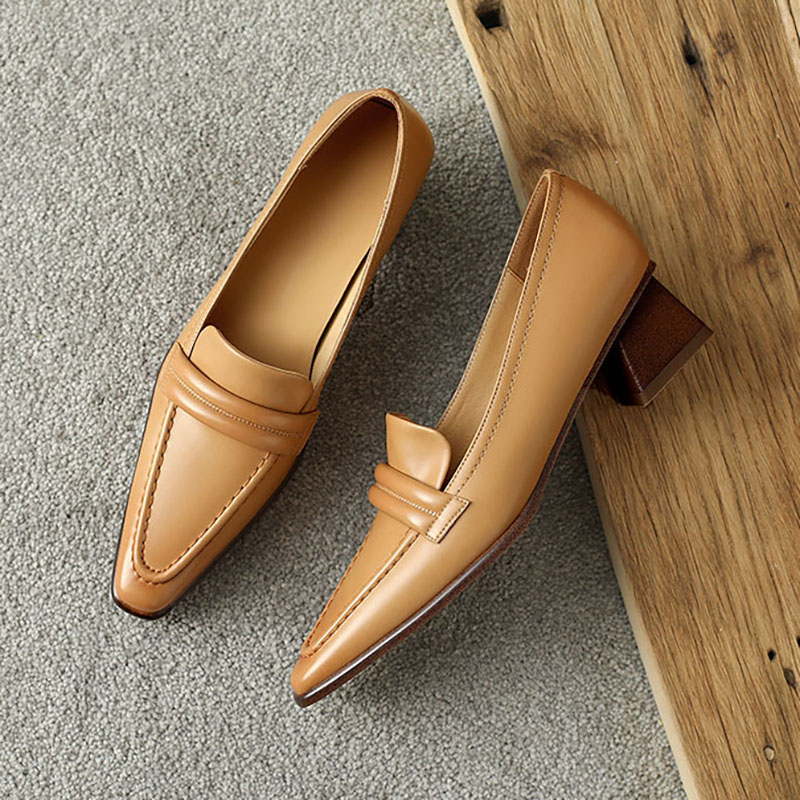 CHIKO Thema Square Toe Block Heels Loafers Shoes