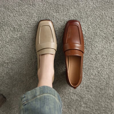 CHIKO Shani Square Toe Block Heels Loafers Shoes