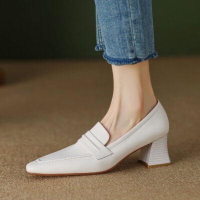 CHIKO Alaysha Square Toe Block Heels Loafers Shoes