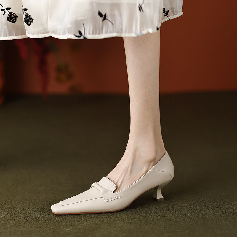 CHIKO Alexane Square Toe Kitten Heels Loafers Shoes