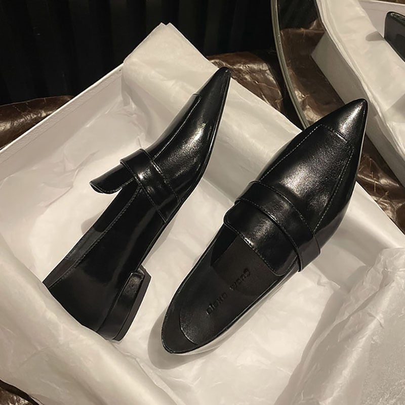 CHIKO Bobbi-Jo Pointy Toe Block Heels Loafers Shoes
