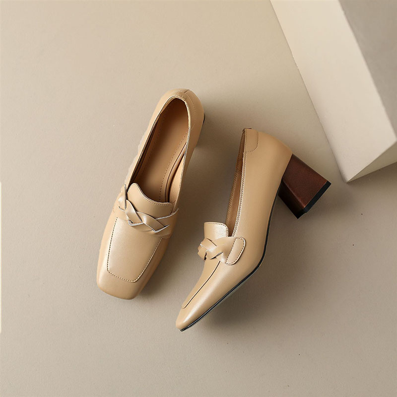 CHIKO Ann Catherine Square Toe Block Heels Loafers Shoes
