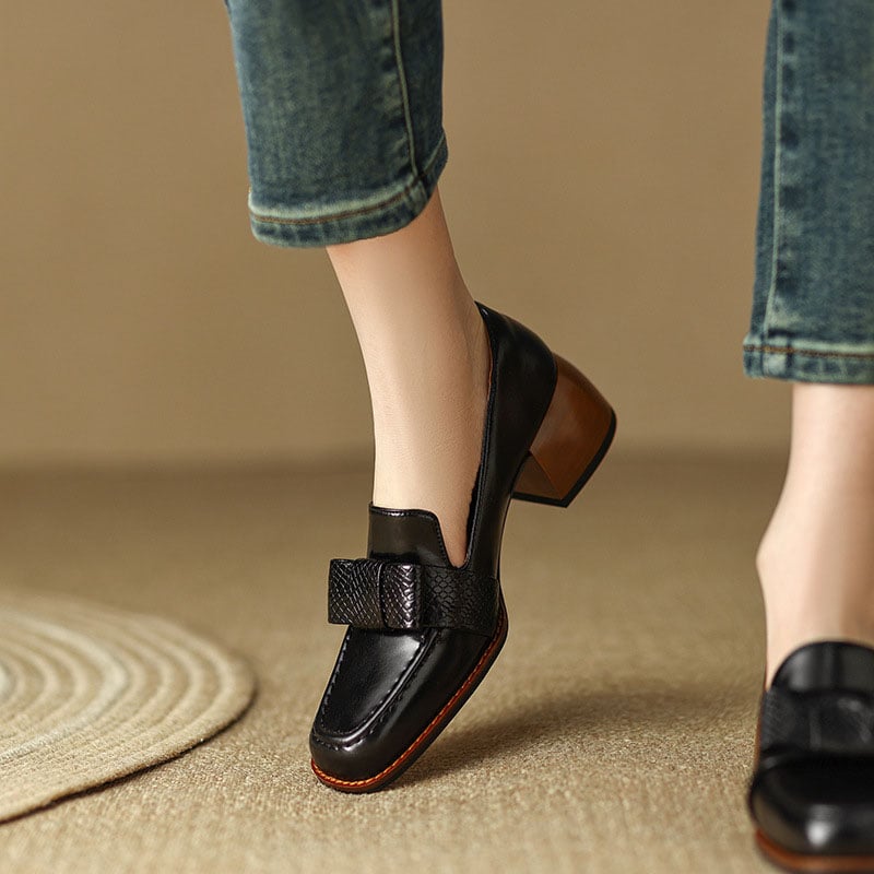 CHIKO Betsy Square Toe Block Heels Loafers Shoes