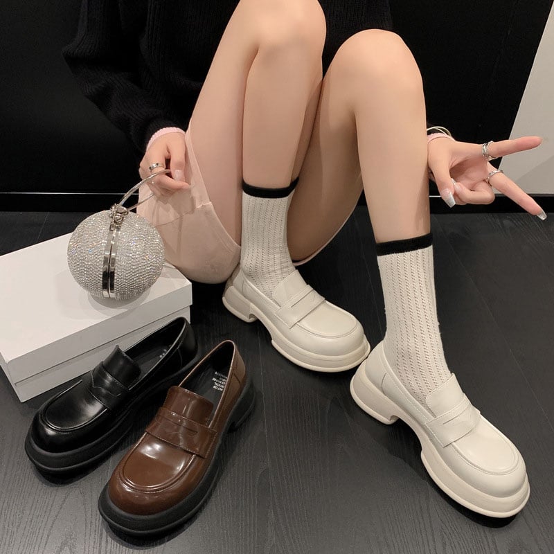 CHIKO Bobbie-Jo Round Toe Block Heels Loafers Shoes