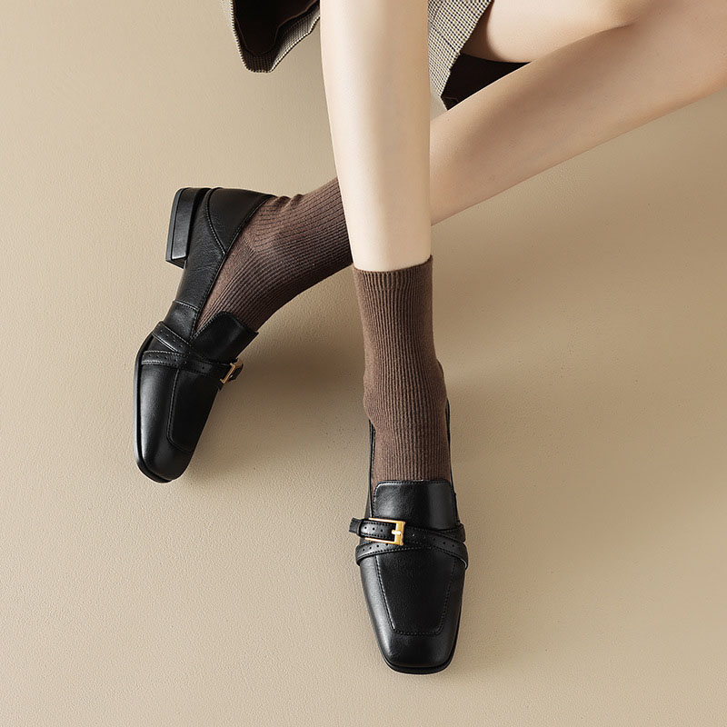 CHIKO Bobbie-Ann Square Toe Block Heels Loafers Shoes