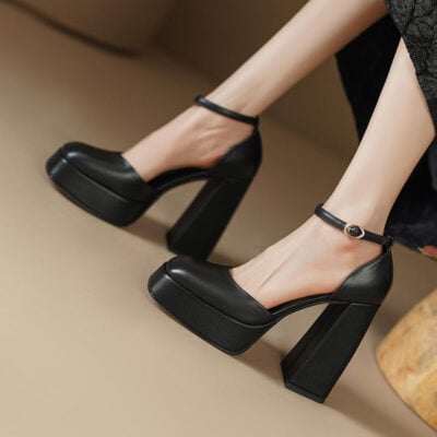 CHIKO Deandrea Square Toe Block Heels Pumps Shoes