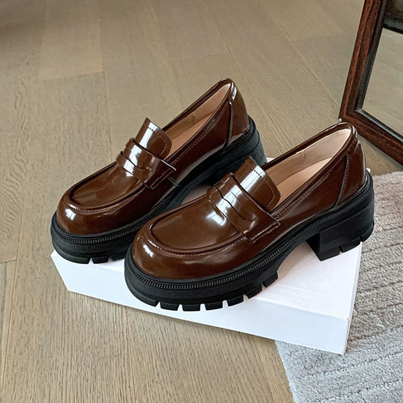CHIKO Buffy Round Toe Block Heels Loafers Shoes